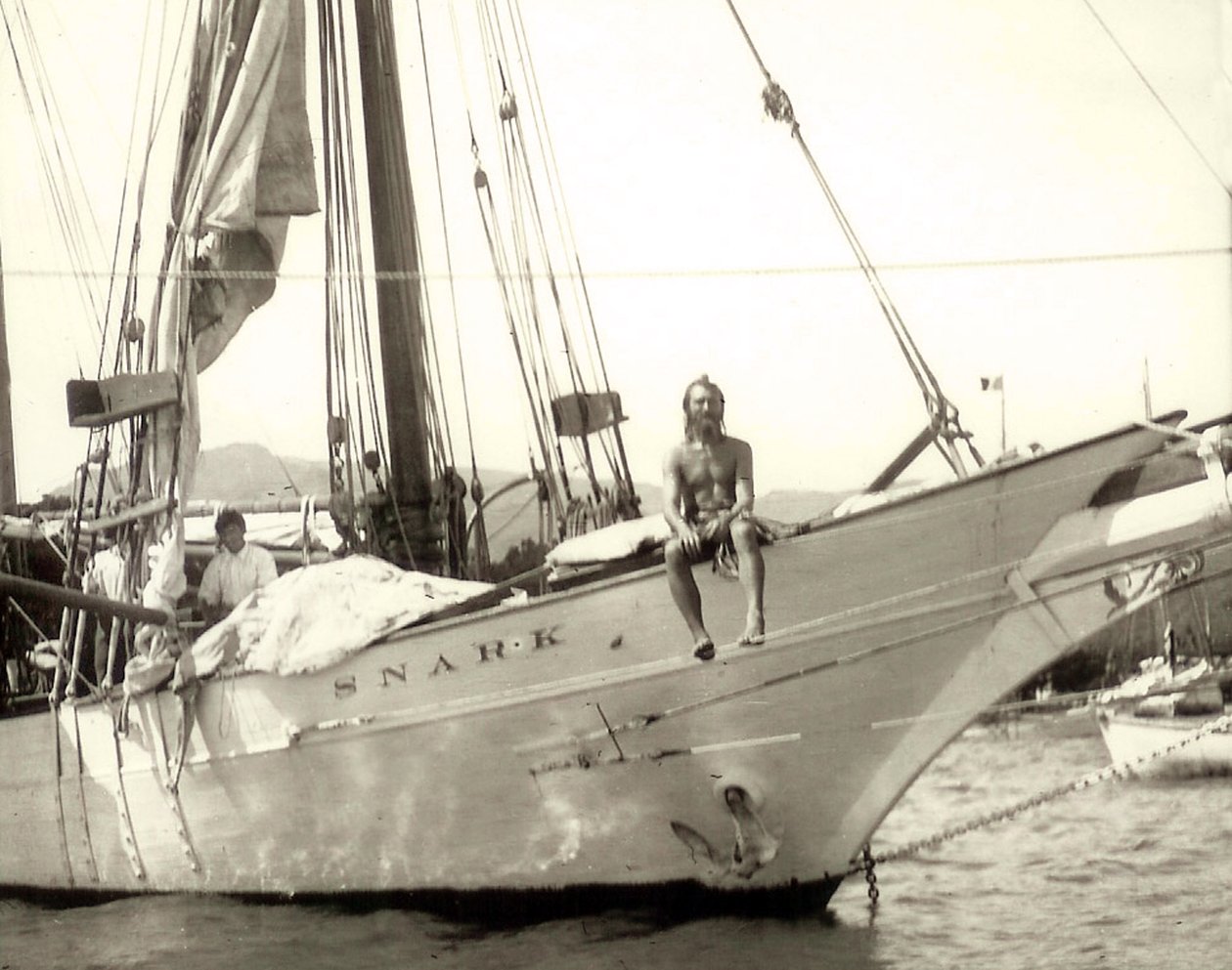 The 'Nature Man' aboard the 'Snark' in the South Seas (b/w photo)