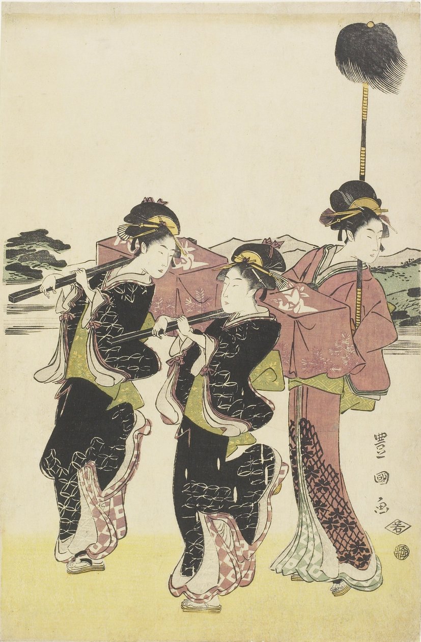 Oiran (High-class Courtesan) Travelling as a Mitate of Daimyo Procession by Utagawa Toyokuni