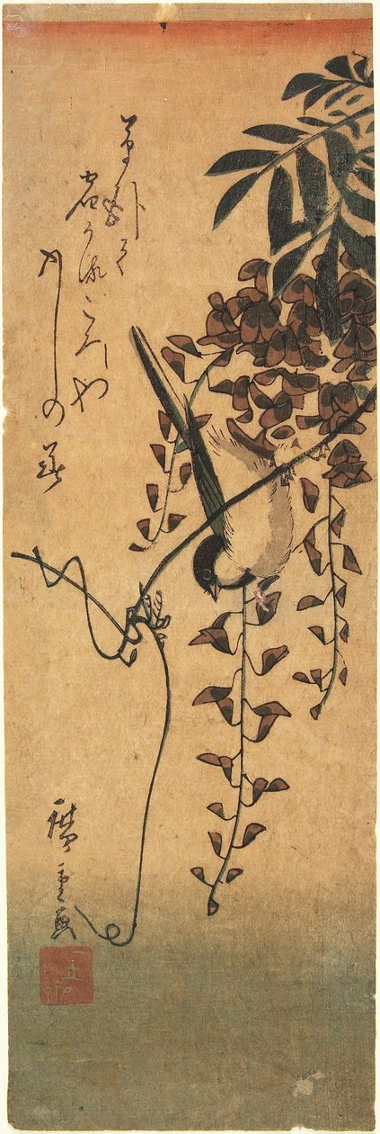 Bird on Wisteria Vine by Utagawa Hiroshige