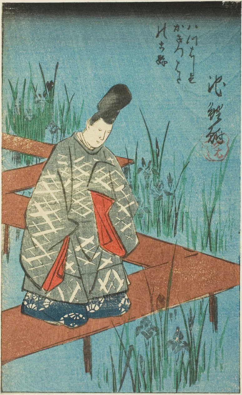 Chiryu: The Old Story of the Irises at Yatsuhashi Bridge, section of sheet no. 12 from the series 