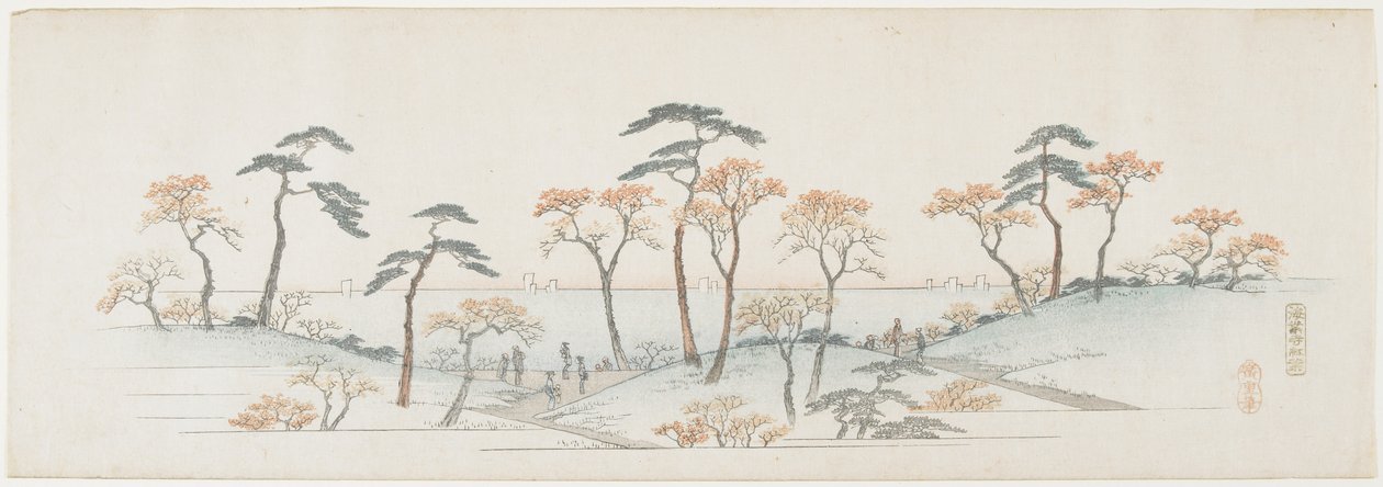 Colored Leaves at Kaianji Temple by Utagawa Hiroshige