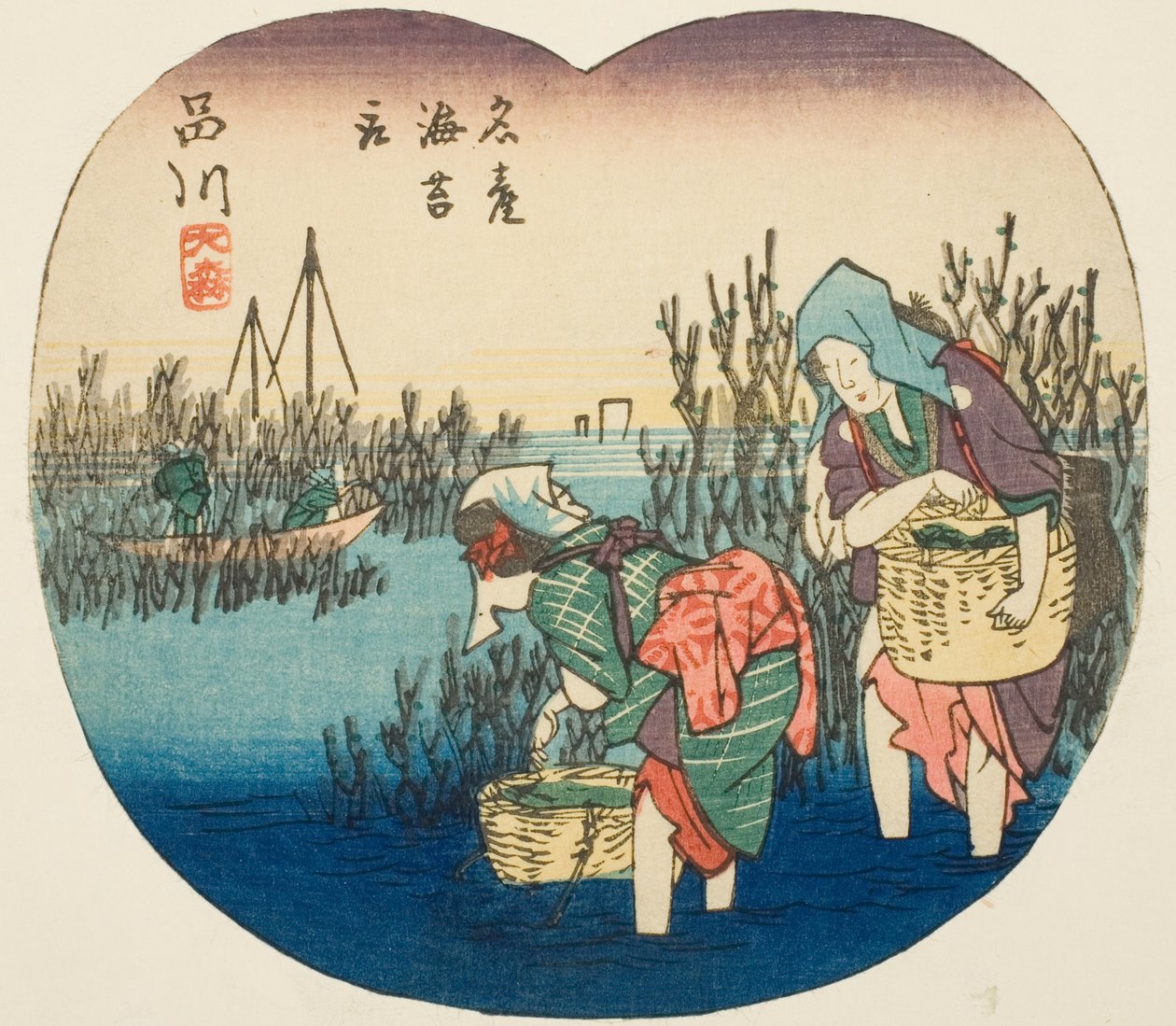 Gathering Seaweed at Omori in Shinagawa, section of sheet no. 1 from the series 