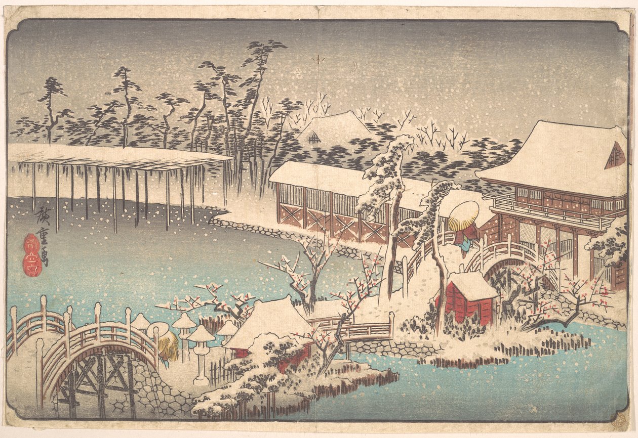 Kameido Tenmangu Shrine in Snow by Utagawa Hiroshige