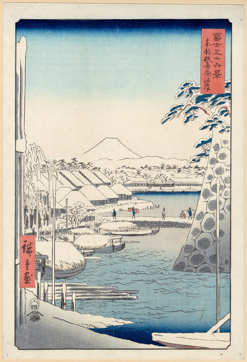 Riverbank at Sukiya in Edo, from the Series Thirty-six Views of Mount Fuji by Utagawa Hiroshige