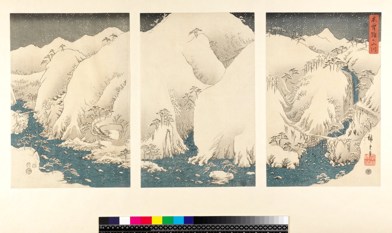 Snow Storm in the Mountains and Rivers of Kiso by Utagawa Hiroshige