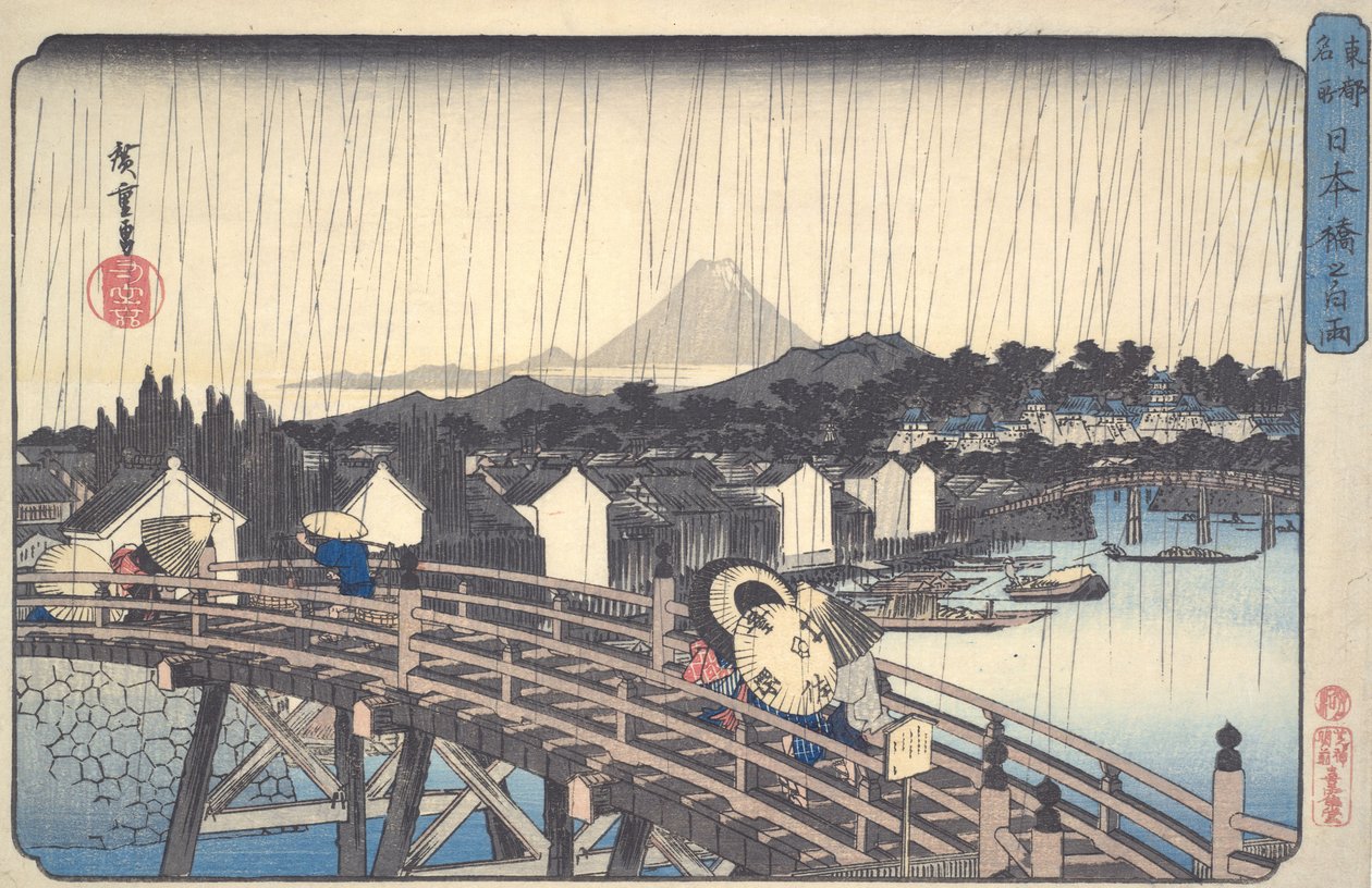 Sunshower at Nihonbashi, from the Series Famous Places in the Eastern Capital by Utagawa Hiroshige