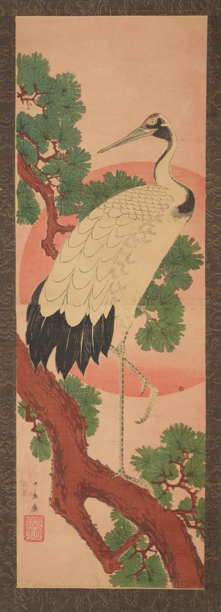 Crane on a Pine Branch Against the Sun / Matsu ni tsuru by Utagawa Hiroshige