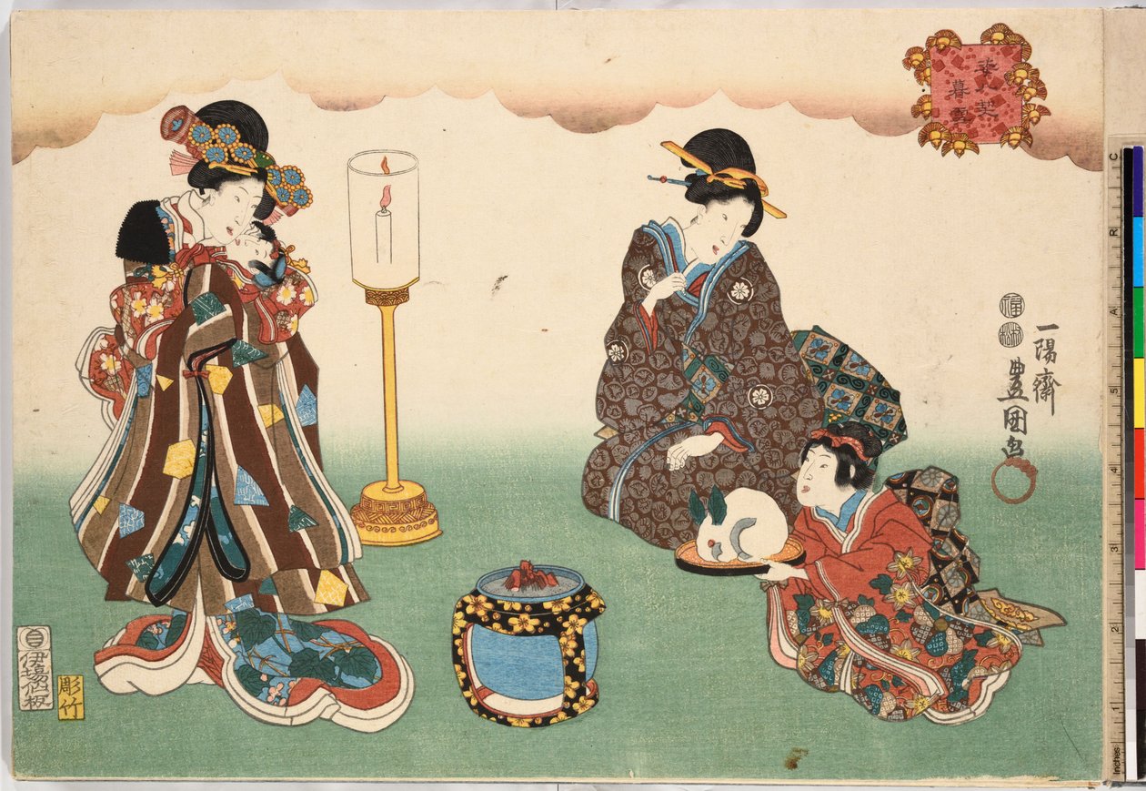 Evening Snow Bo-setsu, from the Series, Eight Figural Views Sugata Hakkei by Utagawa Kunisada
