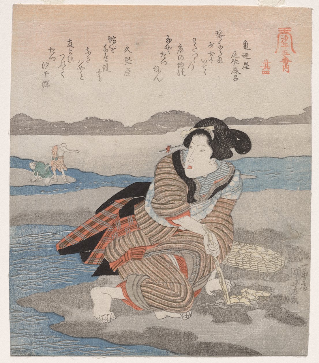 Woman Digging Clams, from the series Five Pictures of Low Tide by Utagawa Kuniyoshi
