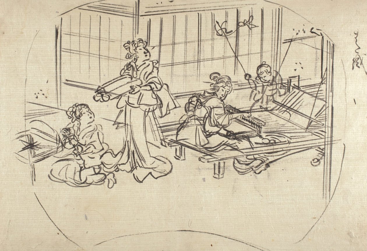 Hataori (Weaving on a Loom) by Utagawa Kuniyoshi