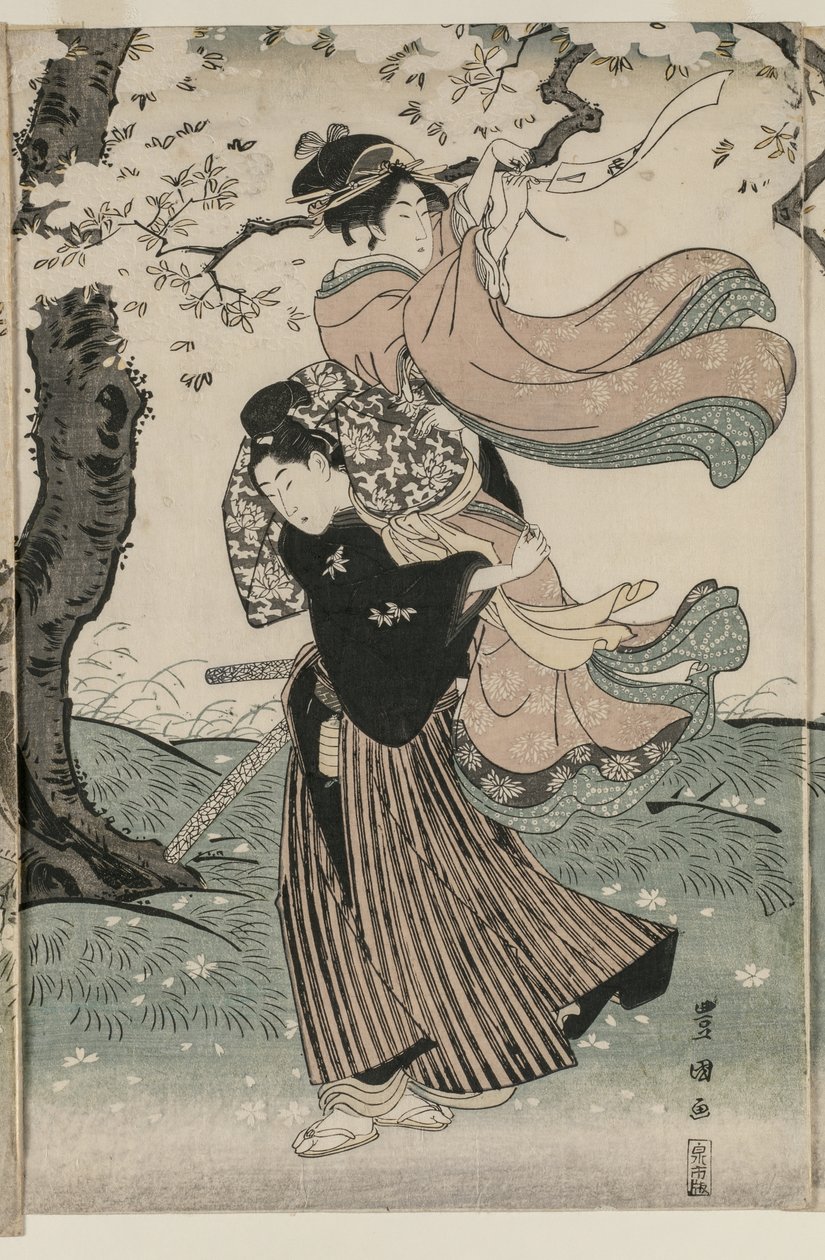 Cherry Blossoms in the Wind by Utagawa Toyokuni