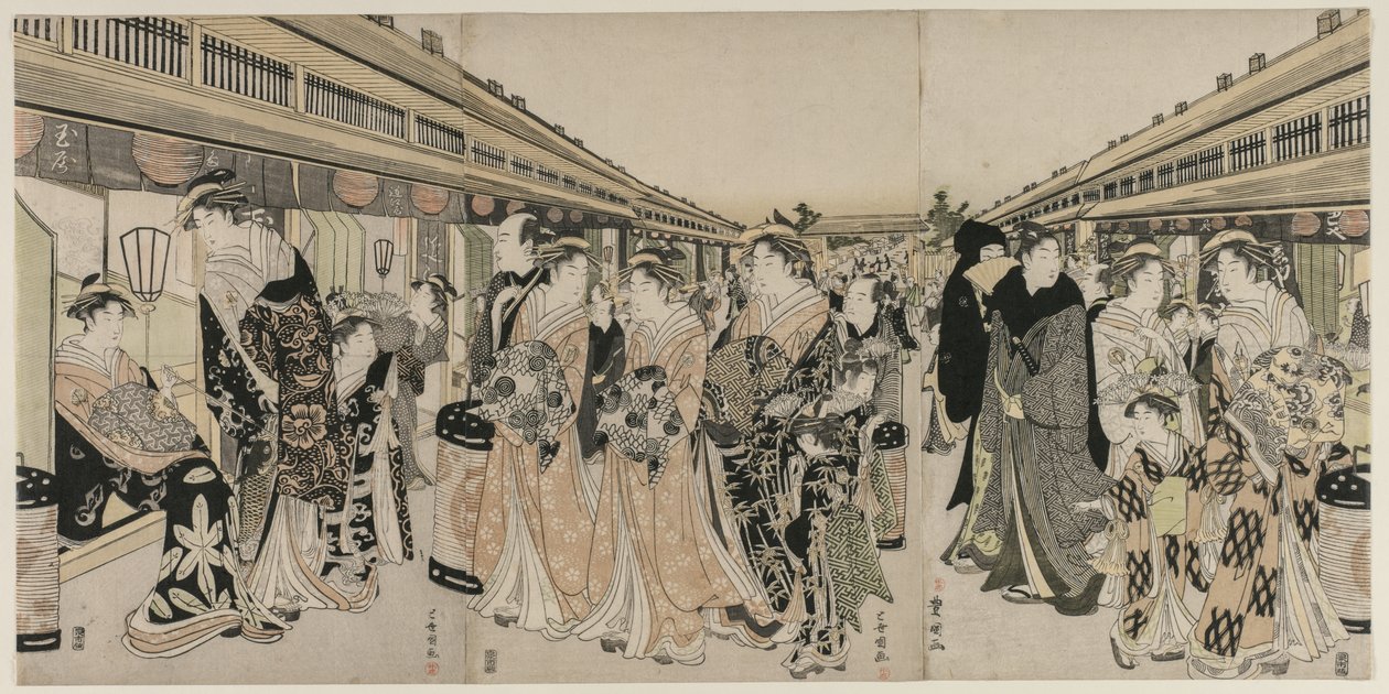 Courtesans Promenading on the Nakanochō by Utagawa Toyokuni