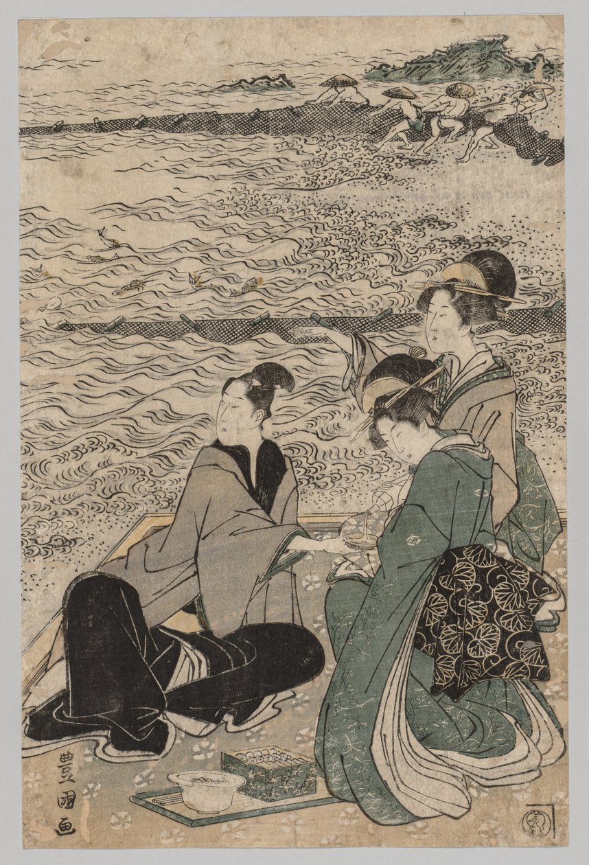 Man and Two Women at the Sea Shore, 1769-1825 by Utagawa Toyokuni