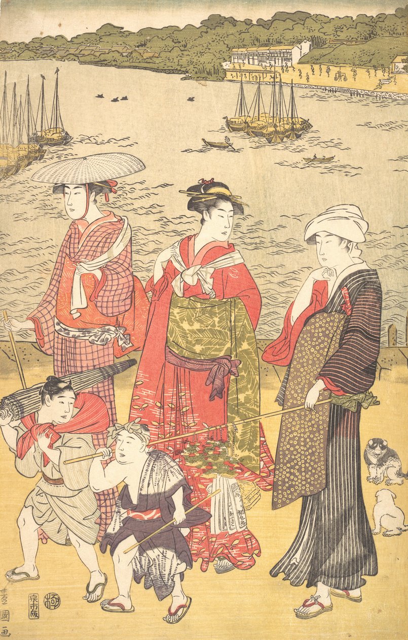 Women at Takanawa Beach by Utagawa Toyokuni I