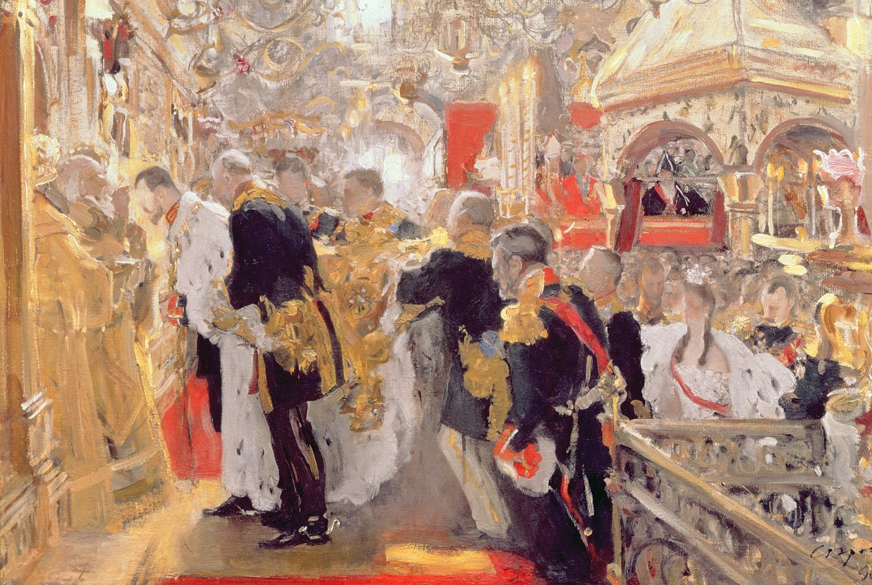 The Crowning of Emperor Nicholas II (1868-1918) in the Assumption Cathedral by Valentin Aleksandrovich Serov