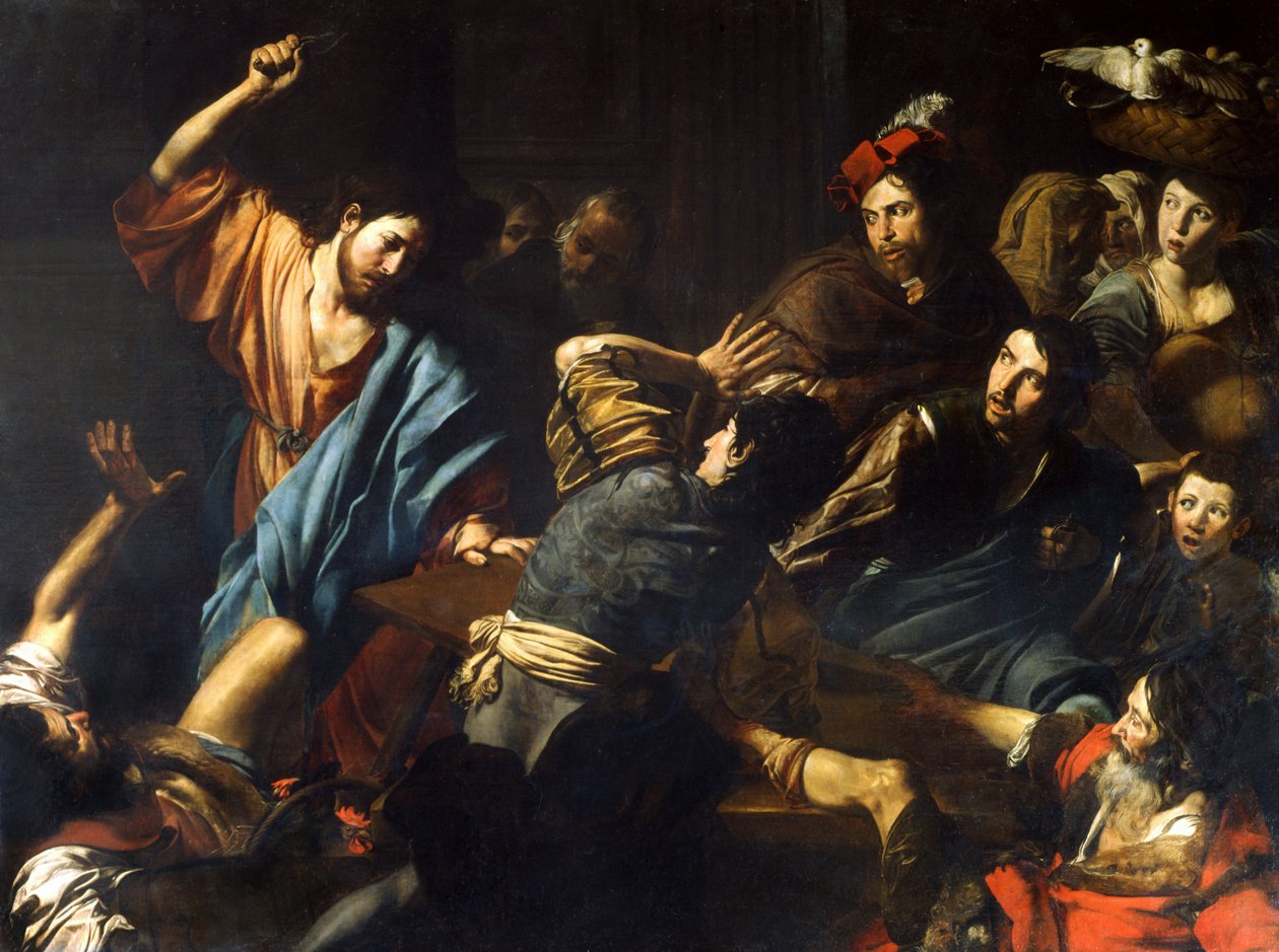 Christ driving the money-lenders from the temple by Valentin de Boulogne