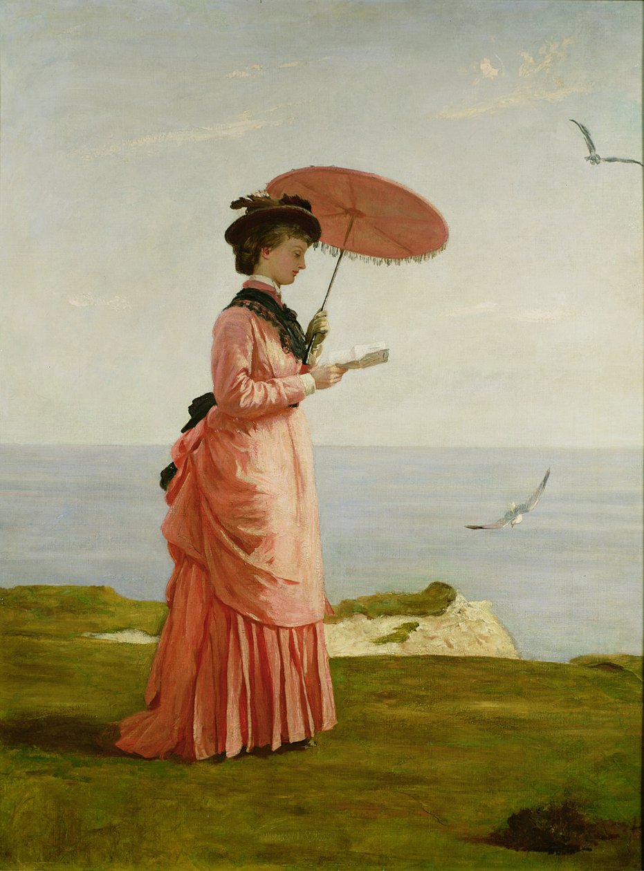 Lady Tennyson on Afton Downs, Freshwater Bay, Isle of Wight by Valentine Cameron Prinsep
