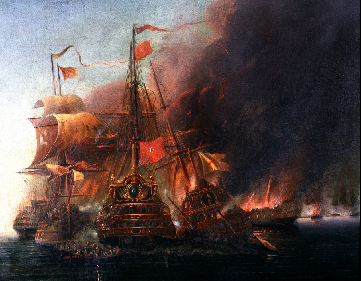 Battle between the Ottoman fleets and the Venetian fleets off Famagusta during the siege of Cyprus in 1570 by Venetian School