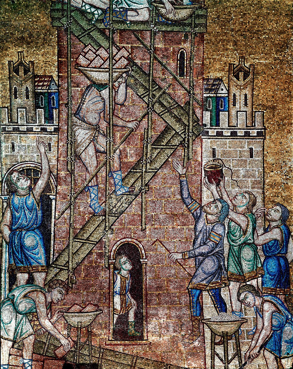 Byzantine architecture: the construction of the tower of Babel by Veneto Byzantine School