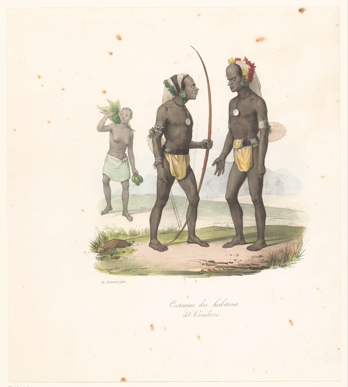 Clothing of the inhabitants of Vanikoro (Voyage of discovery of the Astrolabe) by Victor Adam