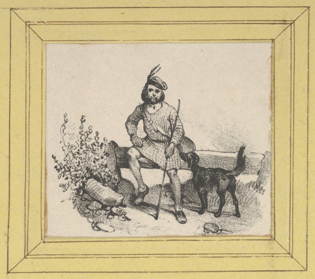 Man Sitting with a Dog by Victor Adam