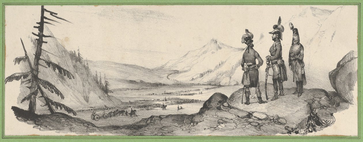 Three Soldiers in a Landscape by Victor Adam