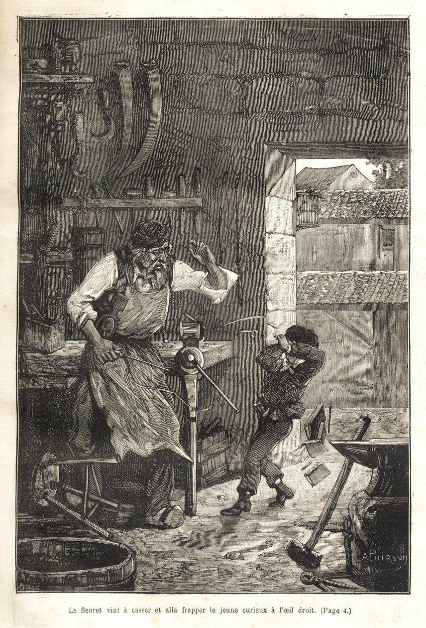 Illustrated Popular Biography of Gambetta - The Foil Broke and Hit the Young Onlooker in the Eye by Victor Armand Poirson