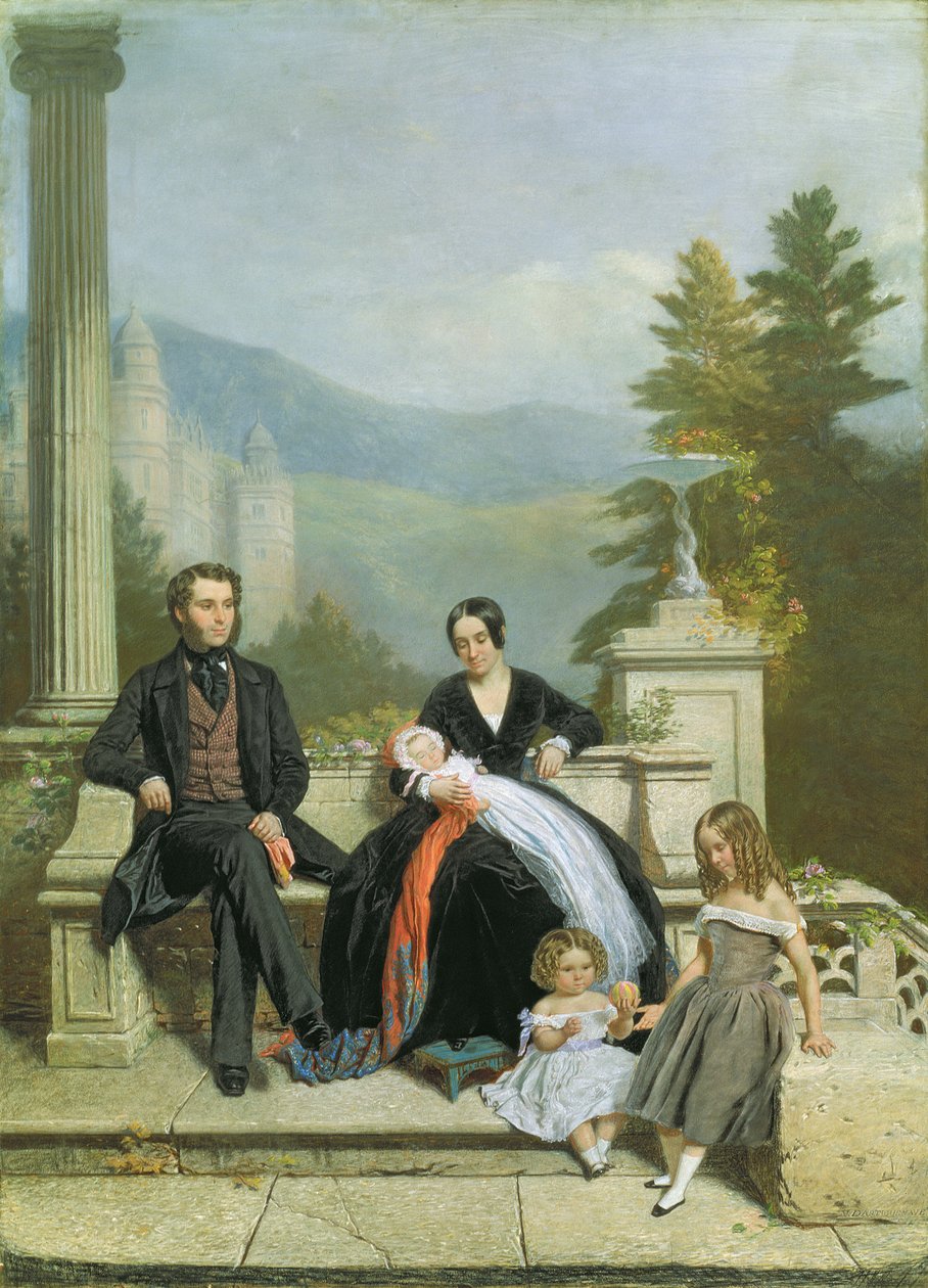 Henry Granville Fitzalan Howard with Minna Lyons and his three elder children by Victor Dartiguenave