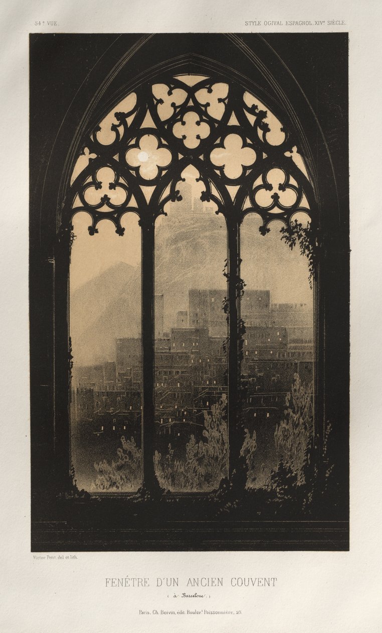 Picturesque Architecture or Monuments of the 15th and 16th Centuries: Castles of France of the 15th and 16th Centuries: Pl. 54, Window of an Old Convent (in Barcelona) by Victor Petit