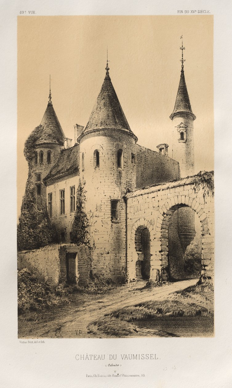 Picturesque Architecture or Monuments of the 15th and 16th Centuries: Castles of France of the 15th and 16th Centuries: Pl. 89, Château du Vaumissel (Calvados) by Victor Petit