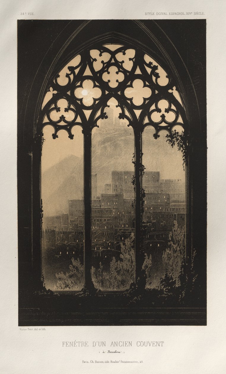 Pl. 54, Window of an Old Convent in Barcelona, 1860 by Victor Petit