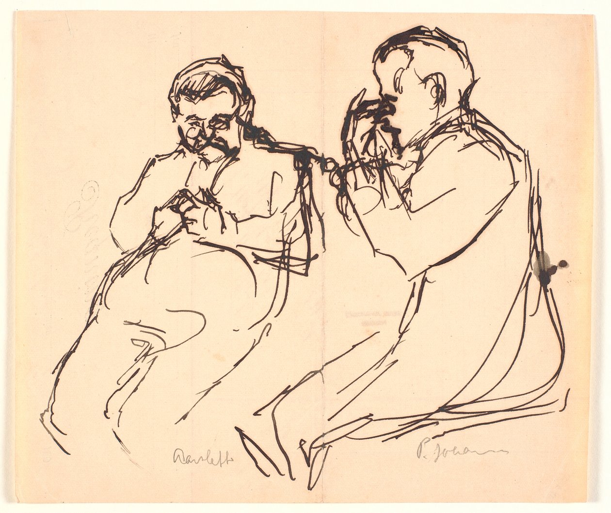 Figure Sketch. Two Seated Men: Aarsleff and P. Johansen by Viggo Johansen