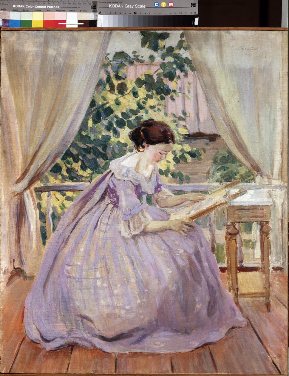 Embroideress by Viktor Elpidiforovich Borisov-Musatov