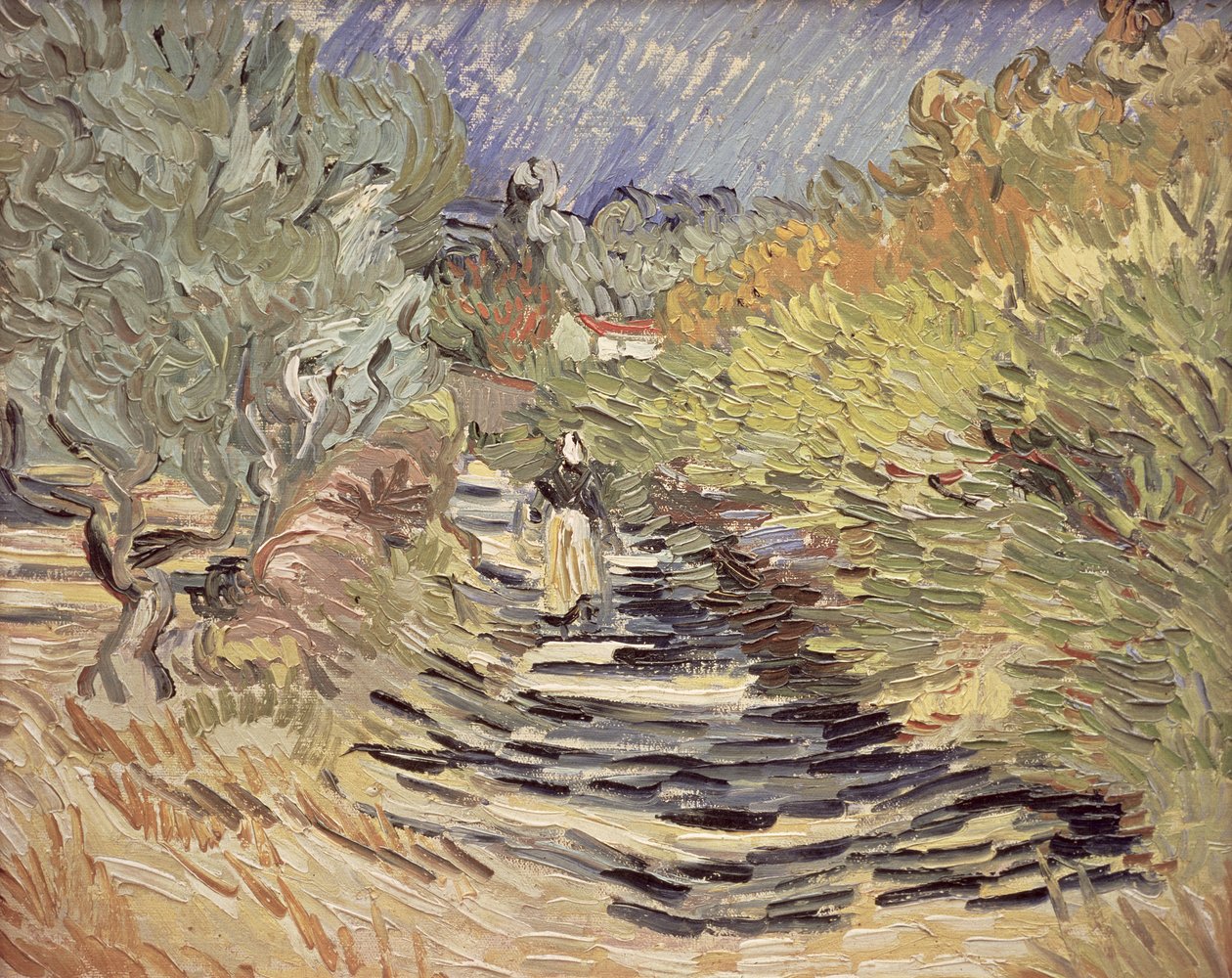 A Road in St. Remy with Female Figures, 1889 by Vincent van Gogh