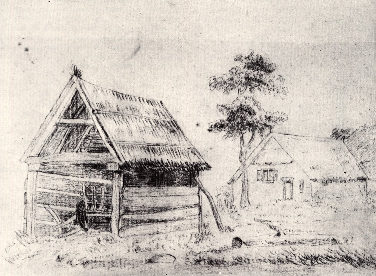 Barn and Farmhouse by Vincent van Gogh