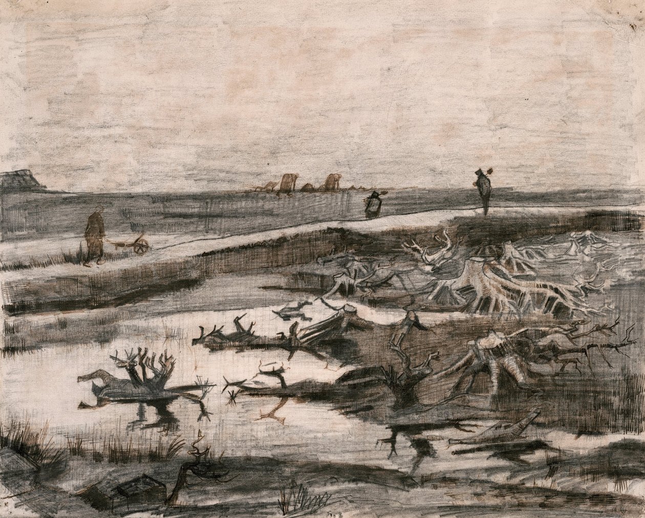 Landscape with Bog Trunks (Travaux aux Champs) by Vincent van Gogh