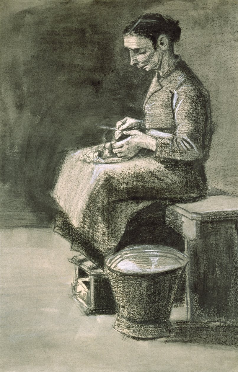Woman peeling potatoes by Vincent van Gogh