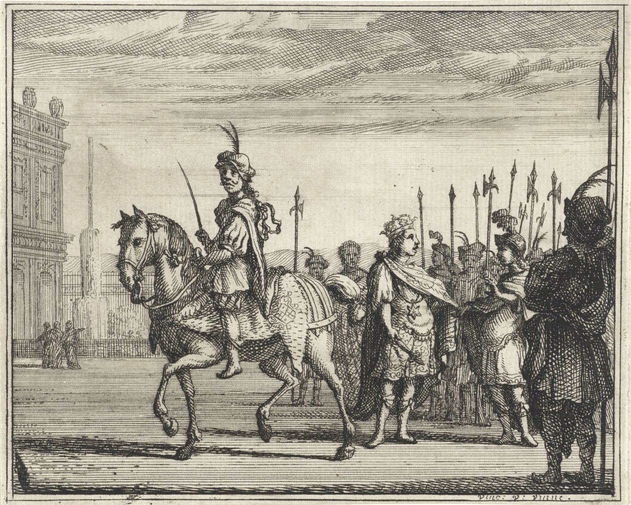 Servant on Horseback and King on Foot by Vincent Laurensz. van der Vinne (II)