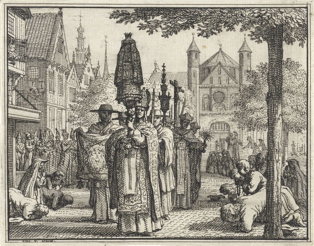 Procession with a Statue Through a Street