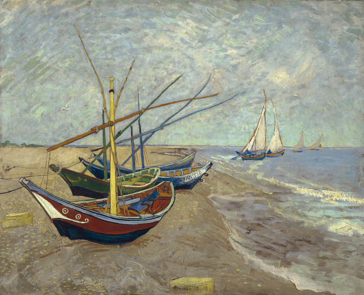 Fishing Boats on the Beach at Saintes-Maries-de-la-Mer by Vincent van Gogh