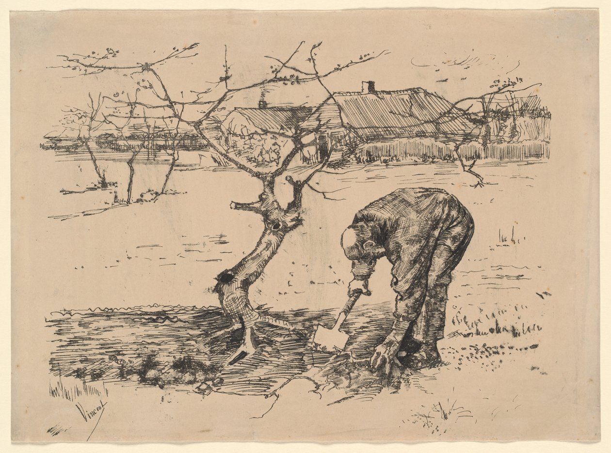 Gardener by an Apple Tree by Vincent van Gogh