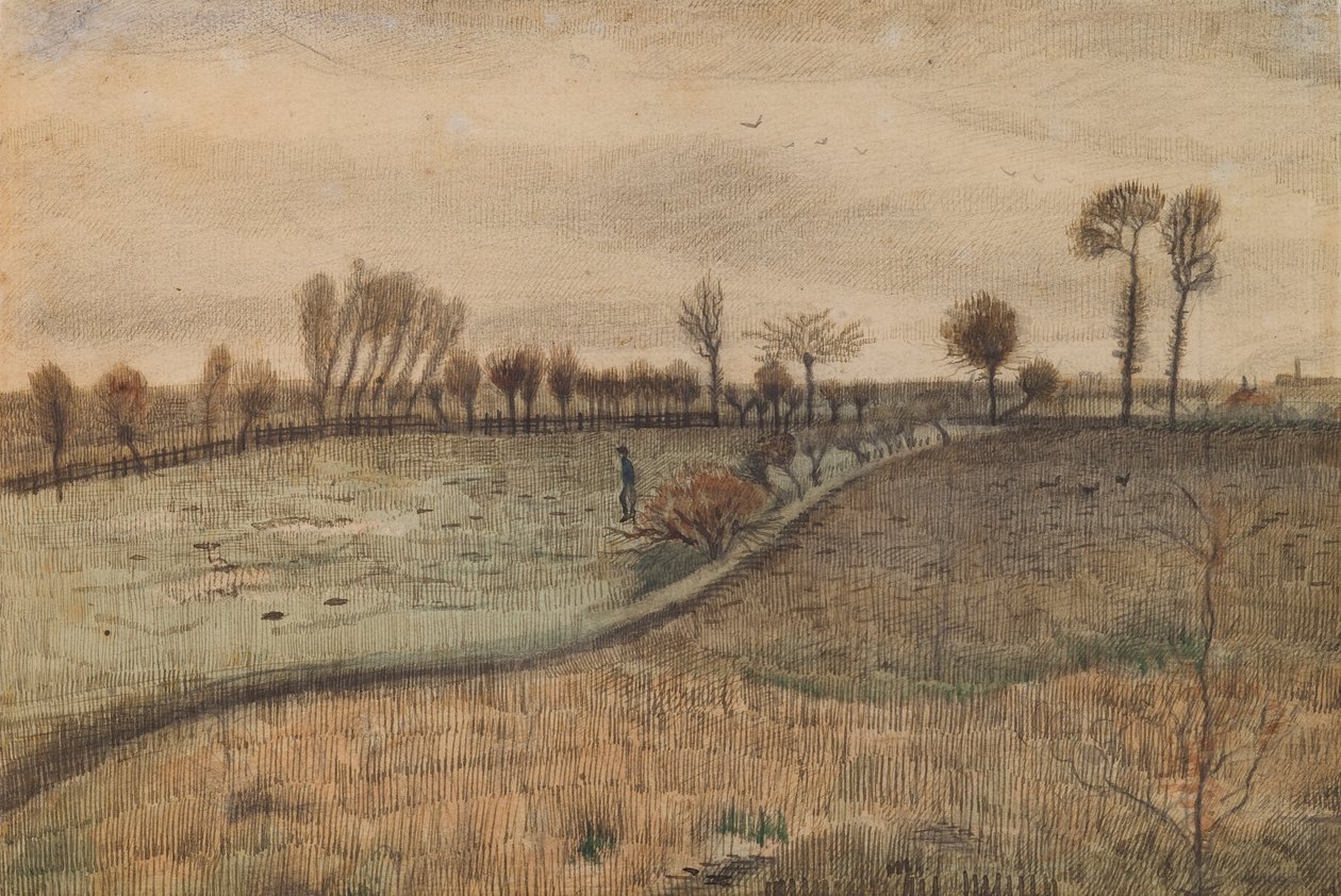 Landscape with Pollard Willows (verso: Figure in a Landscape) by Vincent van Gogh