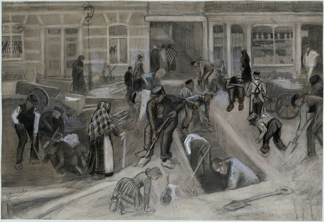 Road workers excavating a stairwell by Vincent van Gogh