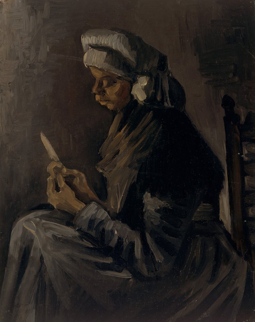 The Potato Peeler reverse: Self-Portrait with a Straw Hat by Vincent van Gogh