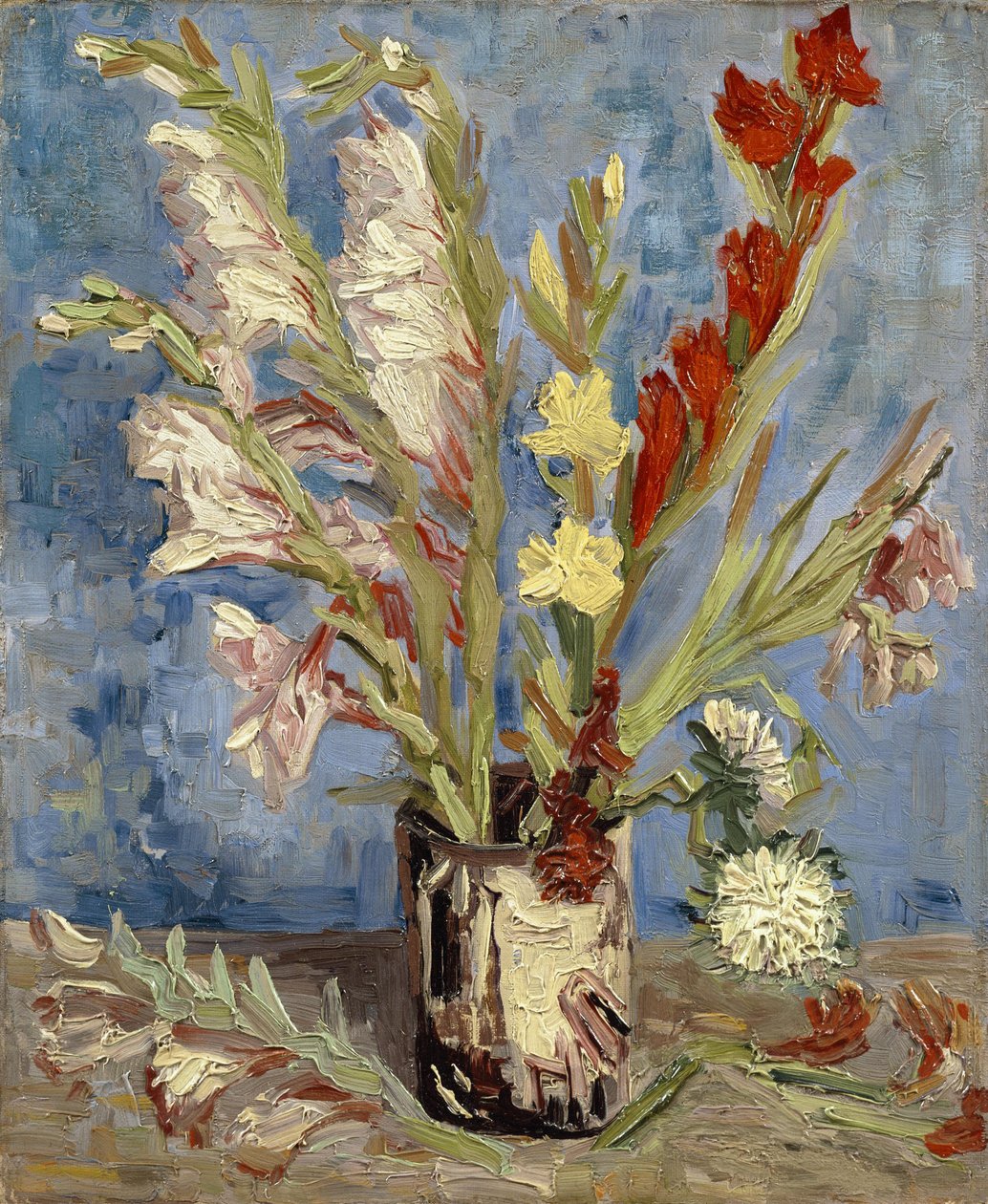 Vase with Gladioli and China Asters by Vincent van Gogh