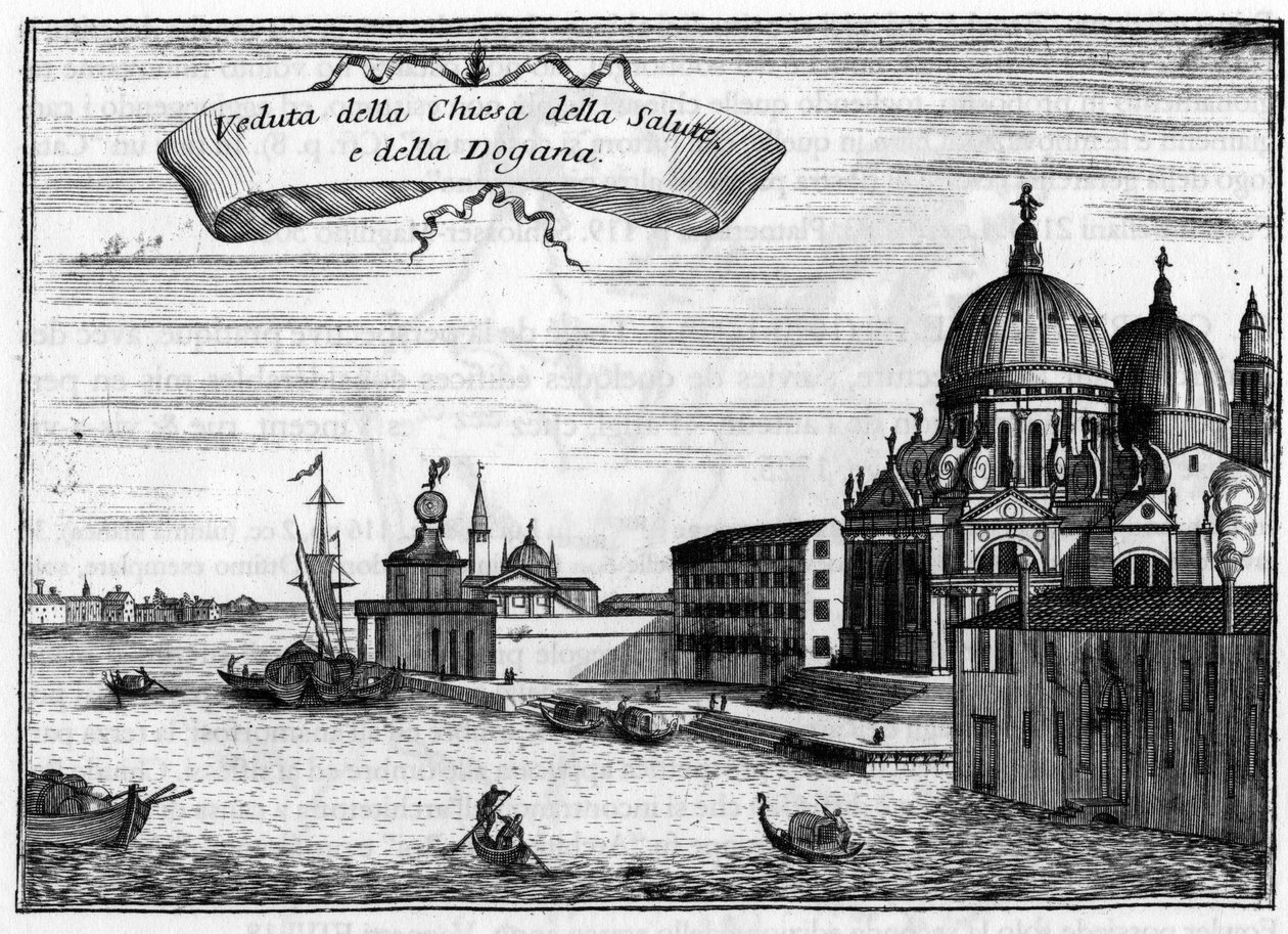 Venice, Italy. The Church of Santa Maria della Salute, designed by the architect Baldassare Longhena, and the Maritime Customs. In 