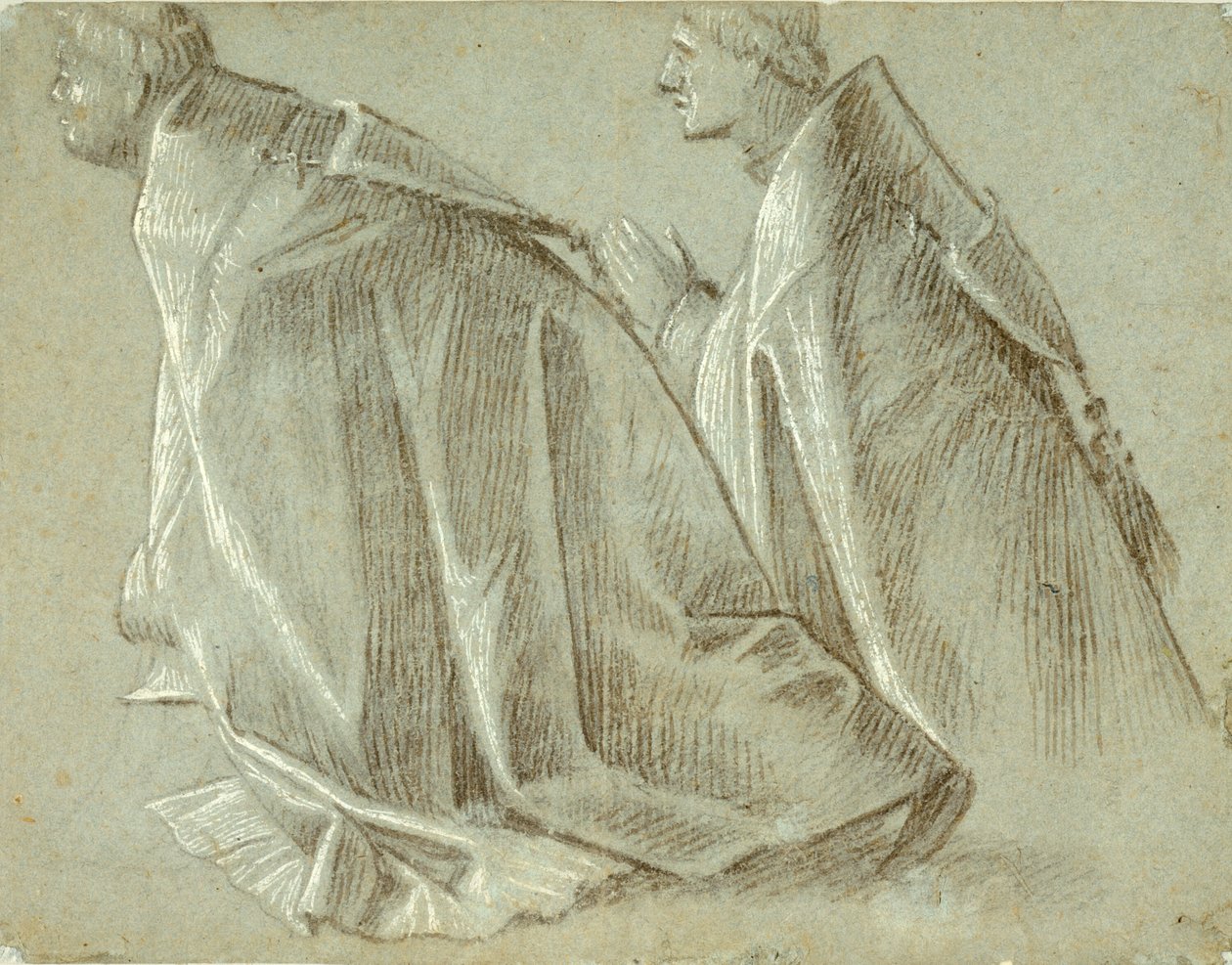 Study of Two Kneeling Clerics (recto) by Vittore Carpaccio