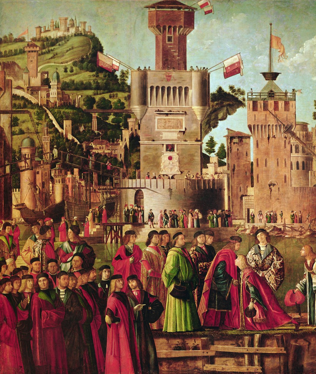Meeting of Etherius and Ursula and the Departure of the Pilgrims, from the St. Ursula Cycle, c.1490-96 (detail) by Vittore Carpaccio