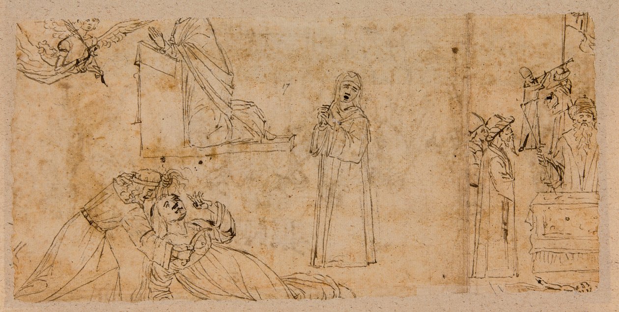 Studies for an Annunciation; for the Martyrdom of St. Agatha; for a Mourning Madonna by Vittore Carpaccio