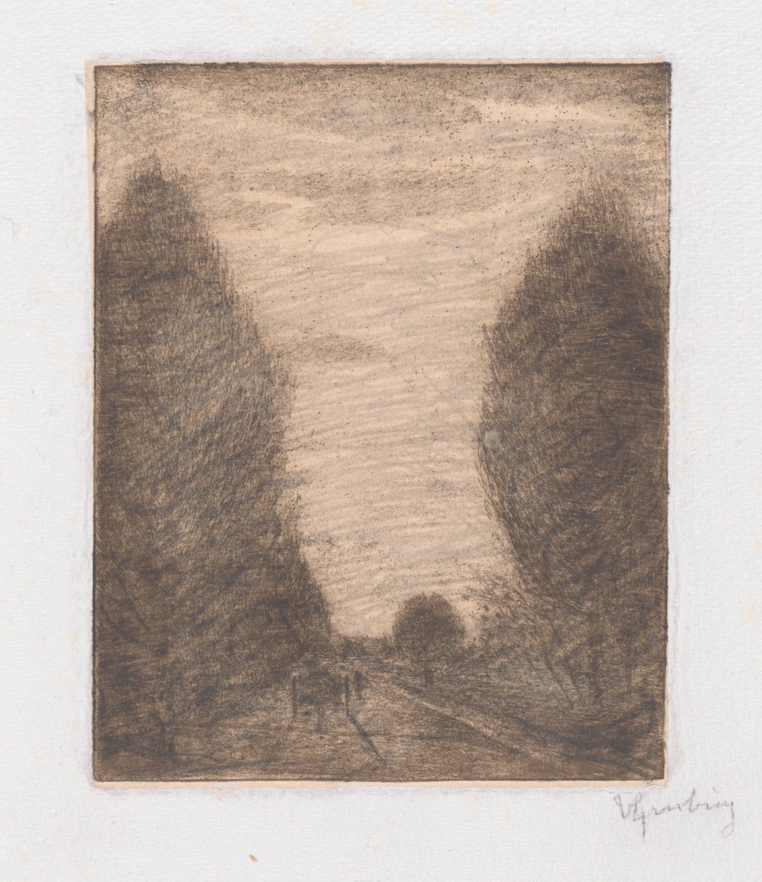 Wooded Landscape with a Cart by Vittore Grubicy